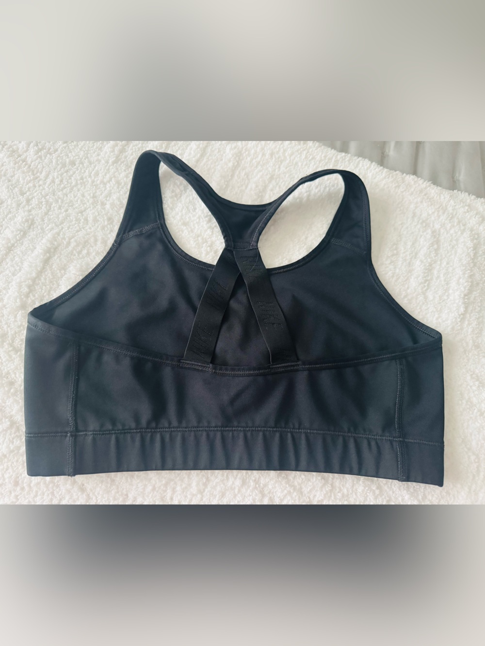 Nike Black Sports Bra with White "Just Do It." Logo Sz L - Picture 2 of 3